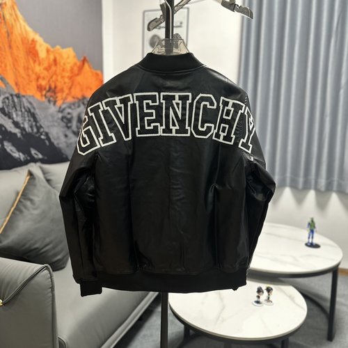 Givenchy Minimalist Stitched Leather Jacket with Custom Logo Buttons
