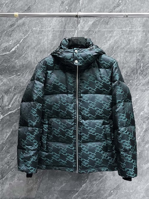 Fendi 90-Down Filled Jacket with Classic Logo & Color Block