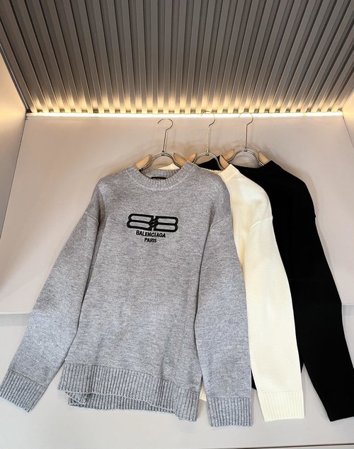 Balenciaga Wool Base Sweater with Classic Embroidered Logo