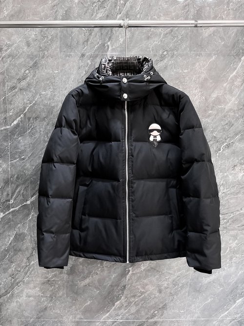 Fendi Premium 90-Down Jacket with Classic Logo & Color Block