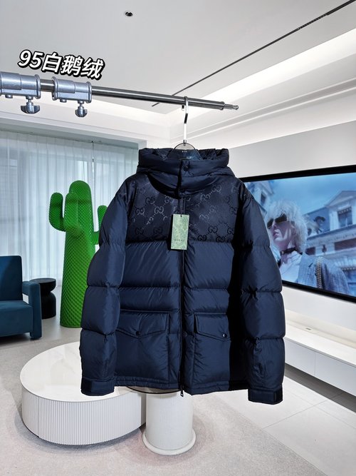 Gucci Classic GG Pattern Waterproof Hooded Down Coat