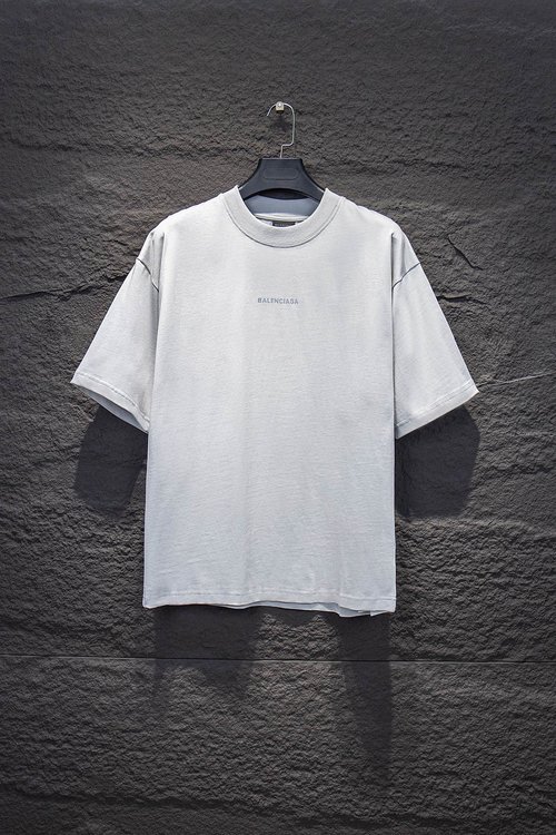 Balenciaga Reflective Printed and Washed Oversize Gray T-Shirt