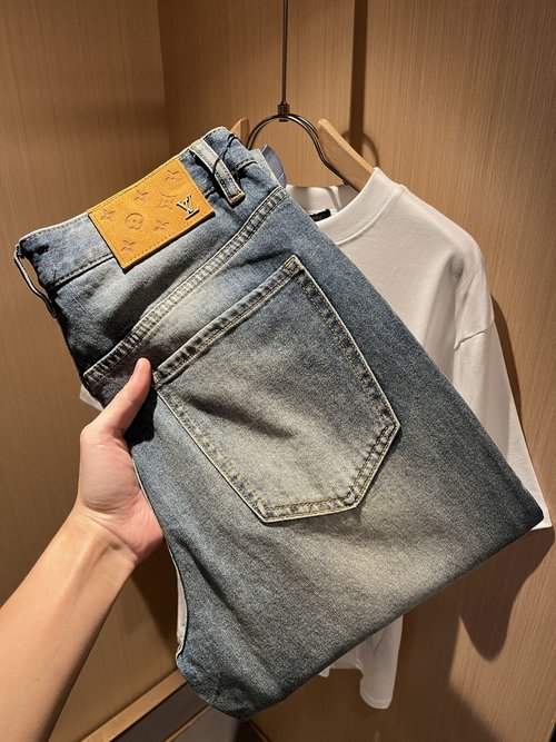 Louis Vuitton Classic Wash Straight Jeans with Luxury Logo