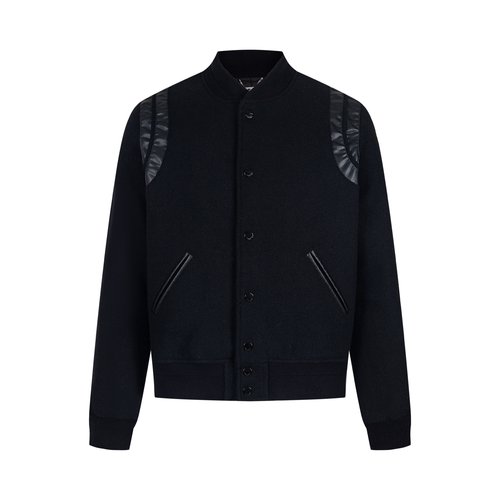 Yves Saint Laurent Classic Leather Patch Baseball Collar Jacket