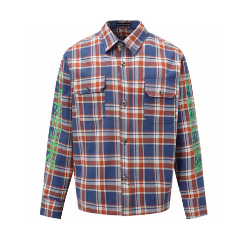 Versace Striped and Checked Knit Cardigan with Silver Buttons