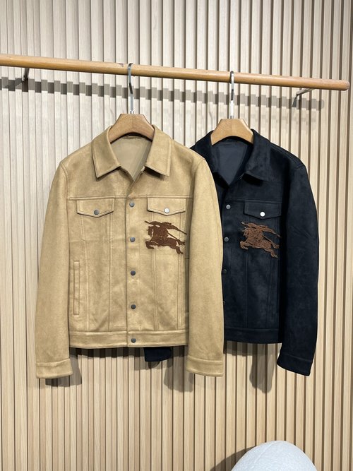 Burberry Textured Denim Jacket with Embroidered Logo