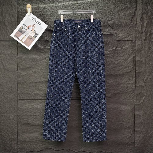 Louis Vuitton Tassel Velvet Printed Logo Loose Fit Jeans