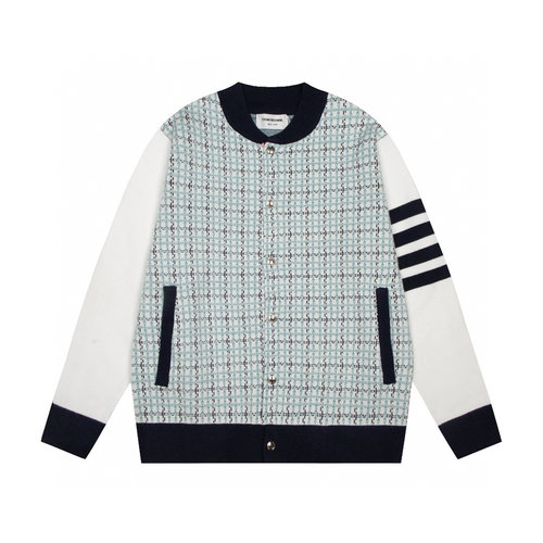 Thom Browne Color-Blocked Metal-Buttoned Cardigan, Soft & Versatile