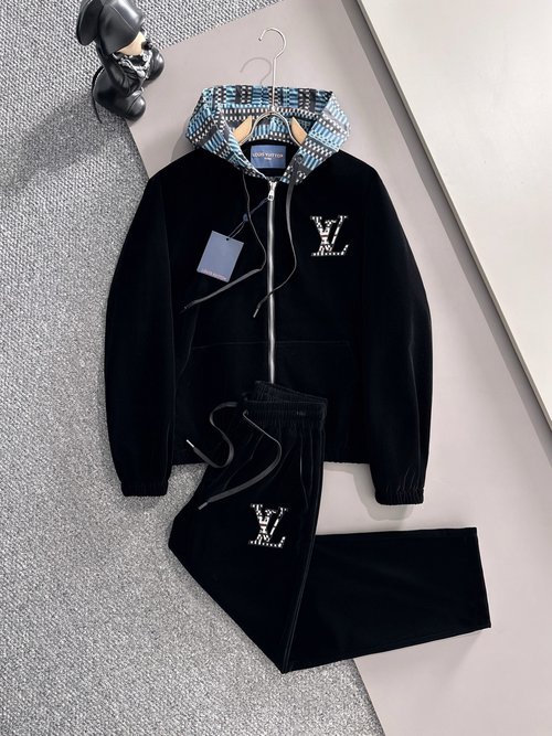 Louis Vuitton Premium Spliced Velvet Hooded Suit