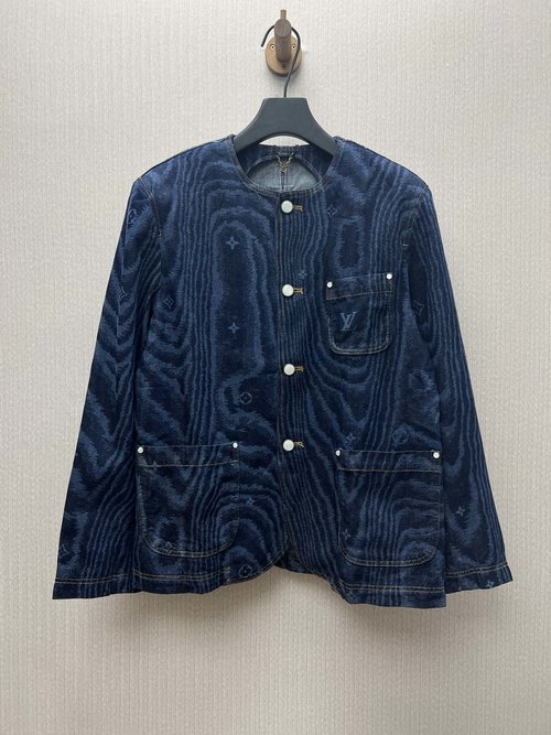 Louis Vuitton Single-Breasted Denim Jacket with Pearl-Button Details