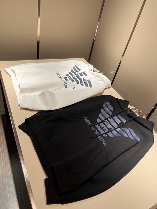 Armani Casual Cotton Hoodie with Logo Pressing
