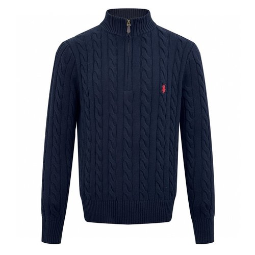 Polo Ralph Lauren Half-Zip Knit Sweater with Embroidered Pony in Navy