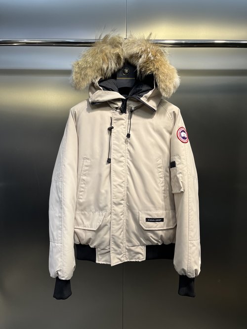 Hermes Short Down Jacket with Wolf Fur Collar