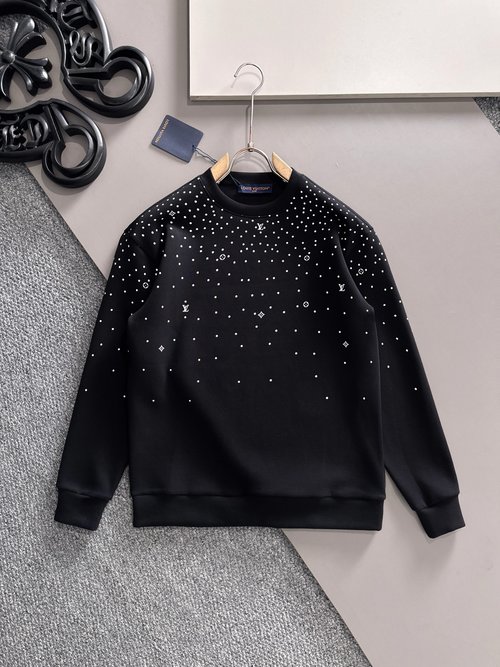 Louis Vuitton Elegant Round Neck Space Cotton Sweatshirt with Monogram
