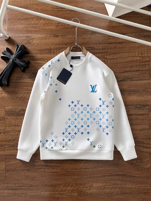 Louis Vuitton Space Cotton Sweatshirt with Gradient Embroidery Round Neck