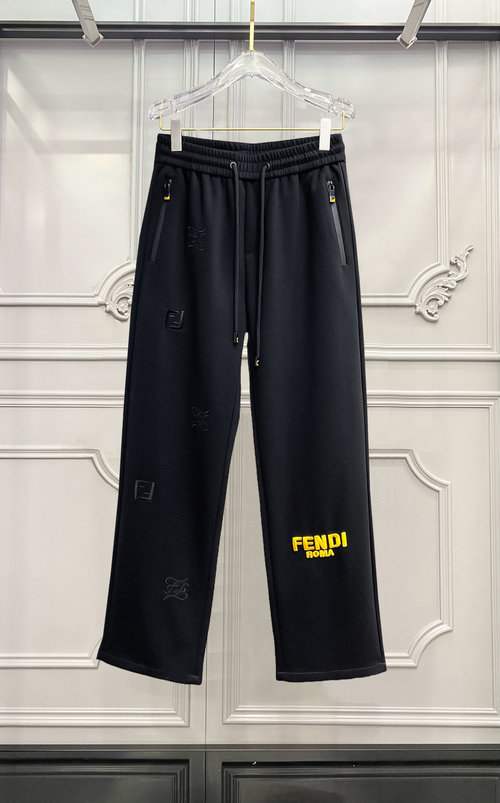 Fendi New Casual Pants with Distinctive Logo, High Comfort