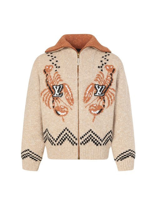 Louis Vuitton Printed Zipper Long Sleeve Knit Jacket