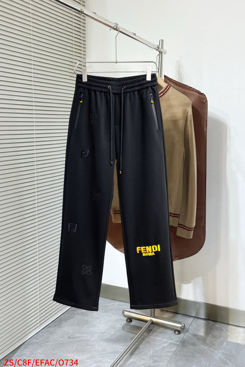 Fendi New Casual Pants with Classic Logo, Providing High Comfort