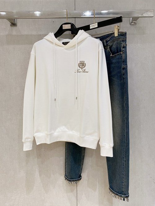 Loro Piana Top - class Round - neck Sweatshirt with Intricate Embroidery