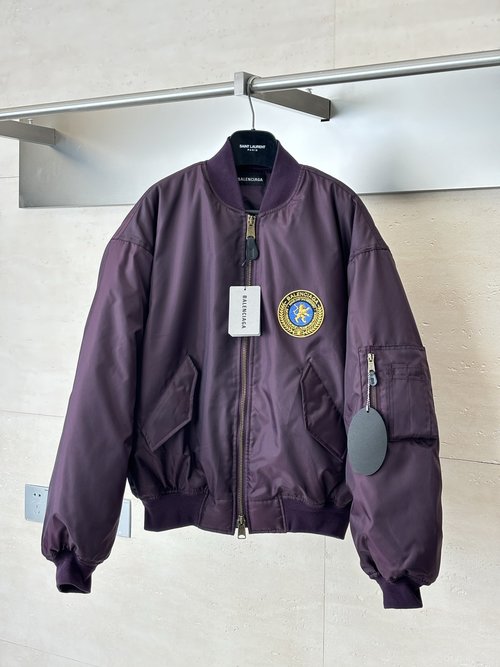 Balenciaga Black Pilot Jacket with Gilded Lion Emblem