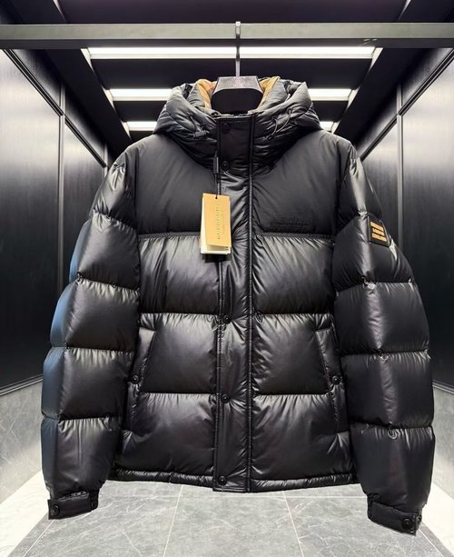 Burberry Patchwork Embroidery Shiny Nylon Down Jacket
