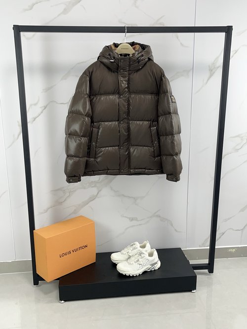 Burberry Super Light Down Jacket with Logo Hood and Classic Check Lining