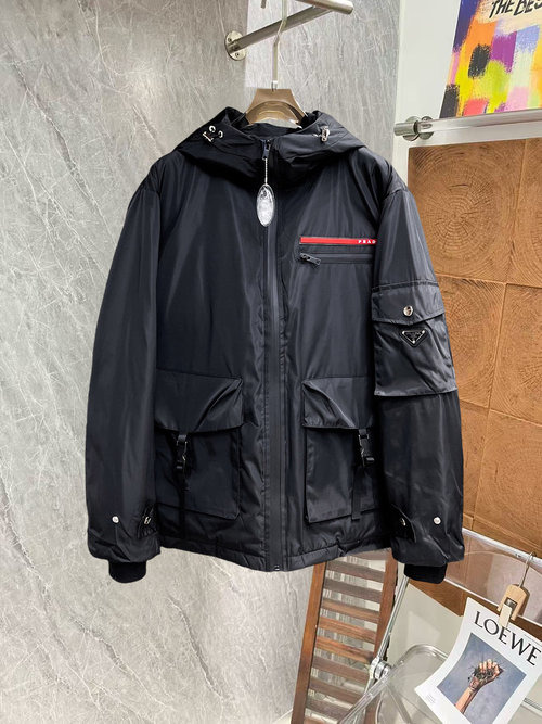 Prada Premium 90-Down Jacket with Logo & Color Design