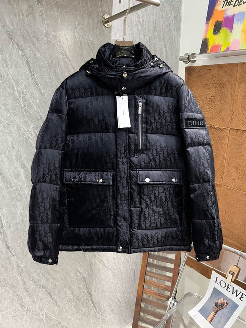Dior Premium Down Jacket with Classic Logo, High Warmth