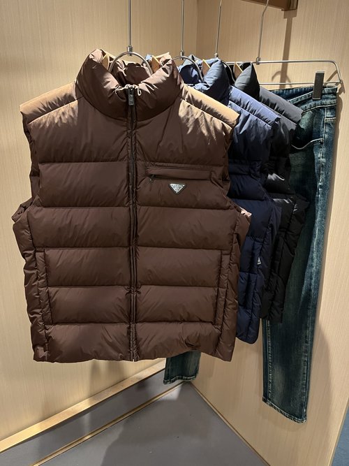 Prada Waterproof Down Jacket with Logo for Couples