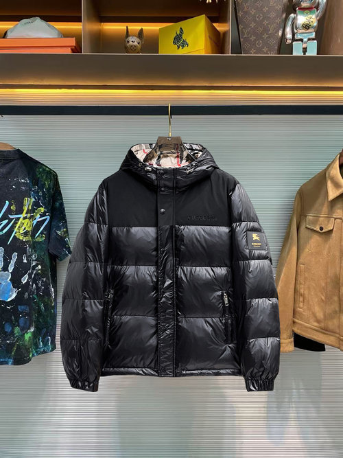 Burberry Premium 90% Down Jacket with Logo and Color Block