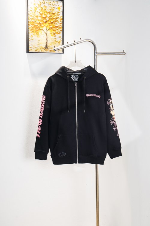 Chrome Hearts Chrome Hearts Collab Zip-up Hoodie, High-Quality Cotton