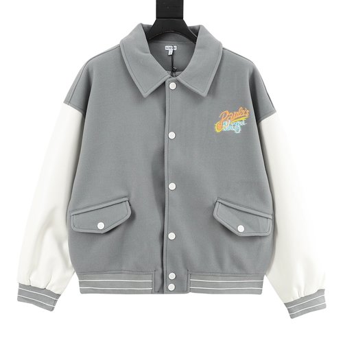 Loewe Alphabet Embroidered Spliced Baseball Jacket