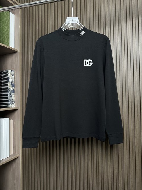 Dolce & Gabbana Black Embroidered Long Sleeve Round Neck T-Shirt