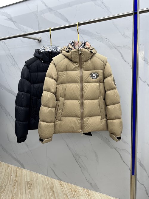Burberry Down Jacket with Detachable Sleeves and Hood