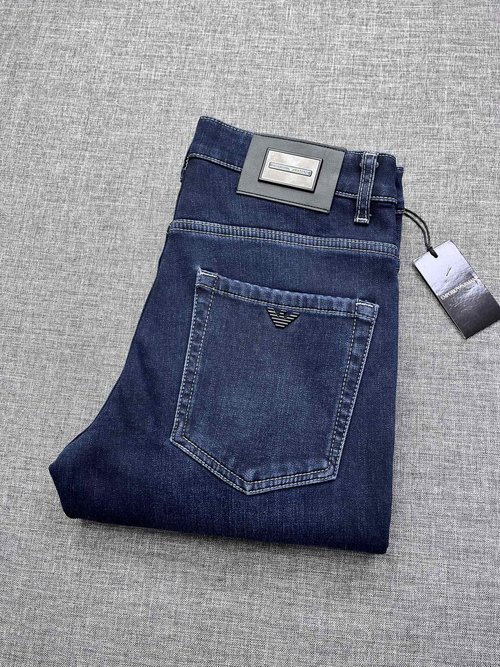 Armani Latest Thick Straight-Leg Jeans, Handmade Denim, Classic Style