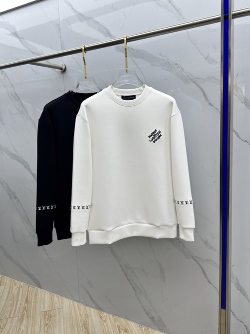 Louis Vuitton Elegant Embroidered Round Neck Pullover Sweatshirt