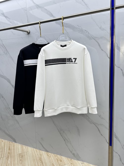 Armani Embroidered Round Neck Pullover Sweatshirt - Elegant Style