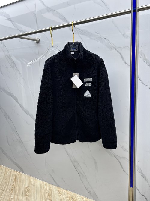 Dior Black Fleece Ski Jacket with Patch