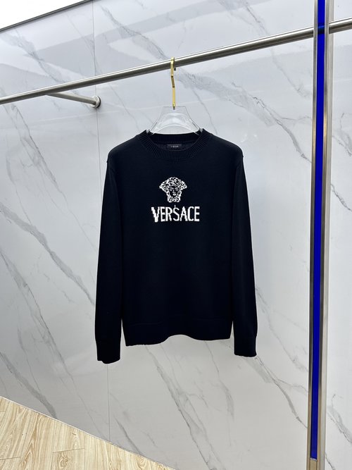 Versace Wool Sweater with Medusa Jacquard Pattern