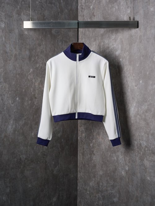 Prada Zip-up Collar Knit Sportswear with Logo Decoration