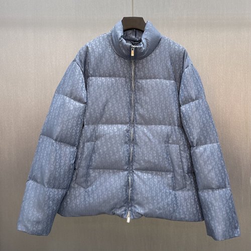 Dior Blue Down Jacket with Oblique Print