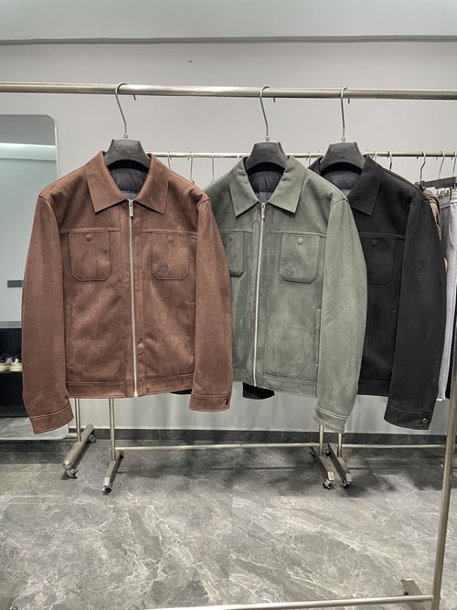 Loewe Stylish Down Jacket with Embroidered Logo & Pockets