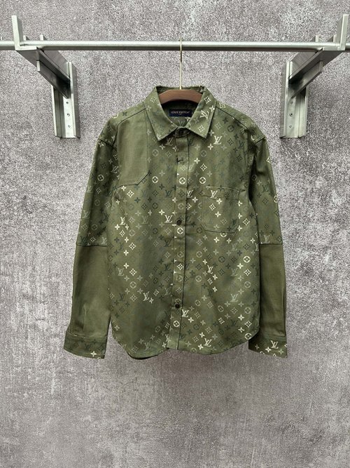 Louis Vuitton Camouflage Print Denim Shirt with Four - leaf Patterns