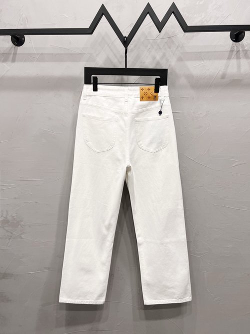 Louis Vuitton Logo Printed Straight-Leg Jeans with Pockets