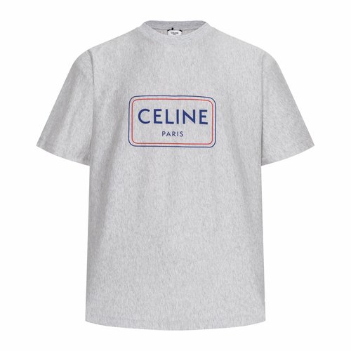 Celine Grey Silicone-Printed Cotton Short-Sleeve