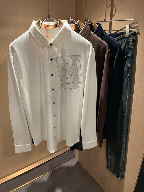 Hermes High - end Long - Sleeve Shirt with Logo Print