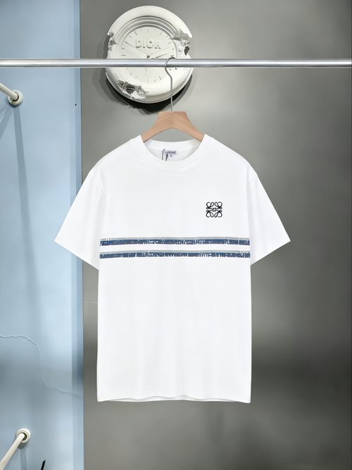 Loewe Anagram Embroidered Striped Cotton Tee with Retro Vibe
