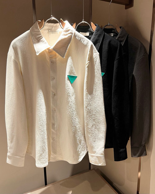 Bottega Veneta Solid Color Shirt with Leather Logo Design