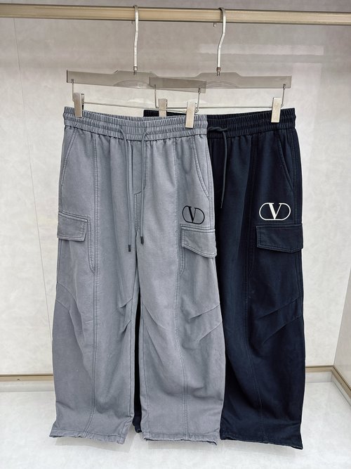Valentino Fleece-lined Straight-leg Pants with Work Pockets
