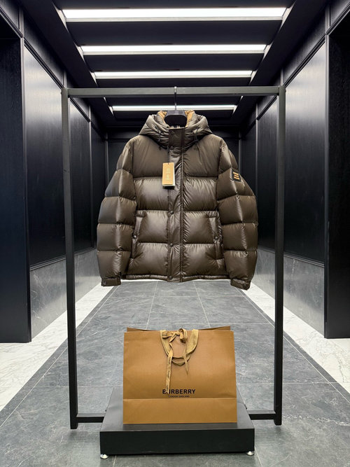 Burberry Ultra-light Down Jacket with Logo and Burberry Check